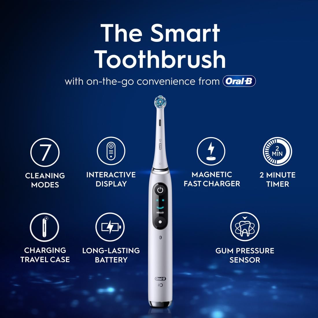Oral-B iO9 Electric Toothbrush For Adults, Oral B Electric Toothbrushes, App Connected Handle, 1 Toothbrush Head and Charging Travel Case, 7 Modes with Teeth Whitening, 2 Pin Plug, White White Alabaster