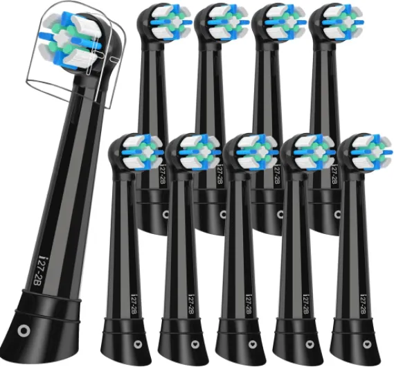 10PACK Replacement Toothbrush Heads Compatible with Oral B iO Series 2/3/4/5/6/7/8/9/10 Electric Toothbrush,Round Brush Heads for Gentle Gum Care & Deep Cleaning,Black Black 10 Count (Pack of 1)