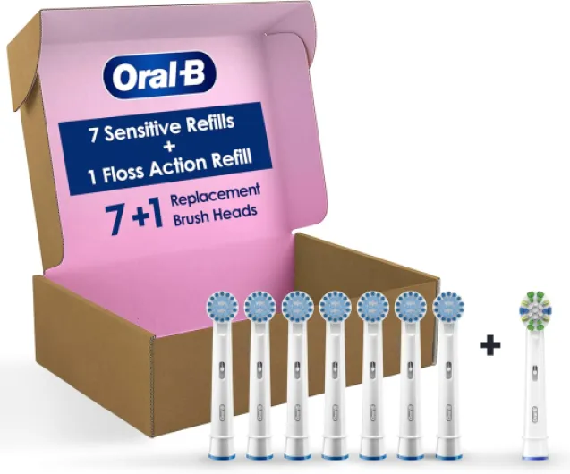 Oral-B Sensitive Gum Care Electric Toothbrush Replacement Brush Heads, 8 Count 1 Count (Pack of 8) White