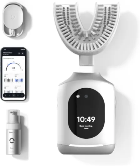 Smartbrush Electric Toothbrush for Adults – AI-Powered Oscillating Toothbrush with App and Personalized Mouthpiece, 20-Second Deep Clean, Rechargeable, Includes 1 Bottle of Feno Foam Toothpaste Starter Kit