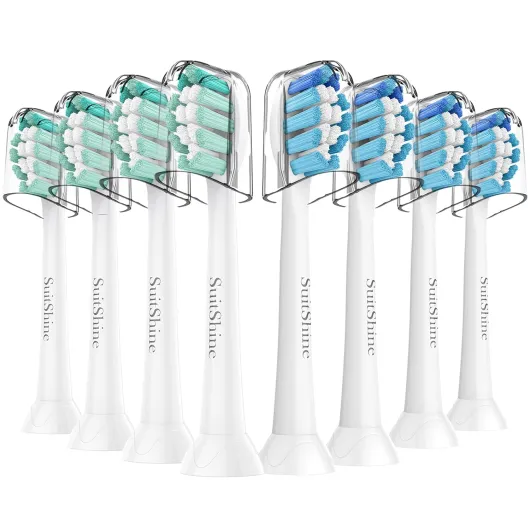 Replacement Toothbrush Heads Compatible with Philips Sonicare and More Click-on Handles 8 Pack White 8 White