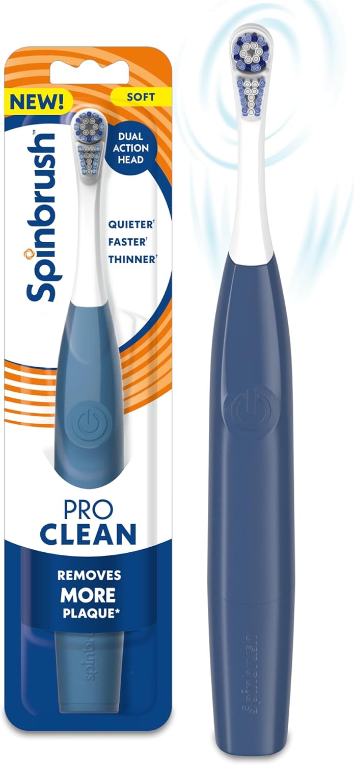 New PRO Clean Battery Powered Electric Toothbrush for Adults, Soft Bristles, Blue, 1 Count Blue 1 Count (Pack of 1) NEW VERSION, Soft Bristles