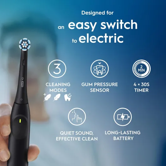Oral-B iO2 Night Black Electric Toothbrush Seasonal Limited Edition + Travel Case + 3 Refills