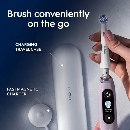 Oral-B iO9 Electric Toothbrushes For Adults, App Connected Handle, 3 Toothbrush Heads, Charging Travel Case and Toothbrush Head Holder, 7 Modes, 2 Pin Plug, Rose iO9 Rose