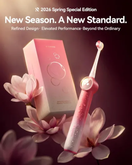 AirJet X5 [Max Tartar Removal & Interdental Jet Clean] New-Gen Electric Toothbrush, 100% Plaque Removal, Whitening, Gentle on Gums, Orthodontic Clean, Rechargeable, 3 Brush Heads, Rose Gradient