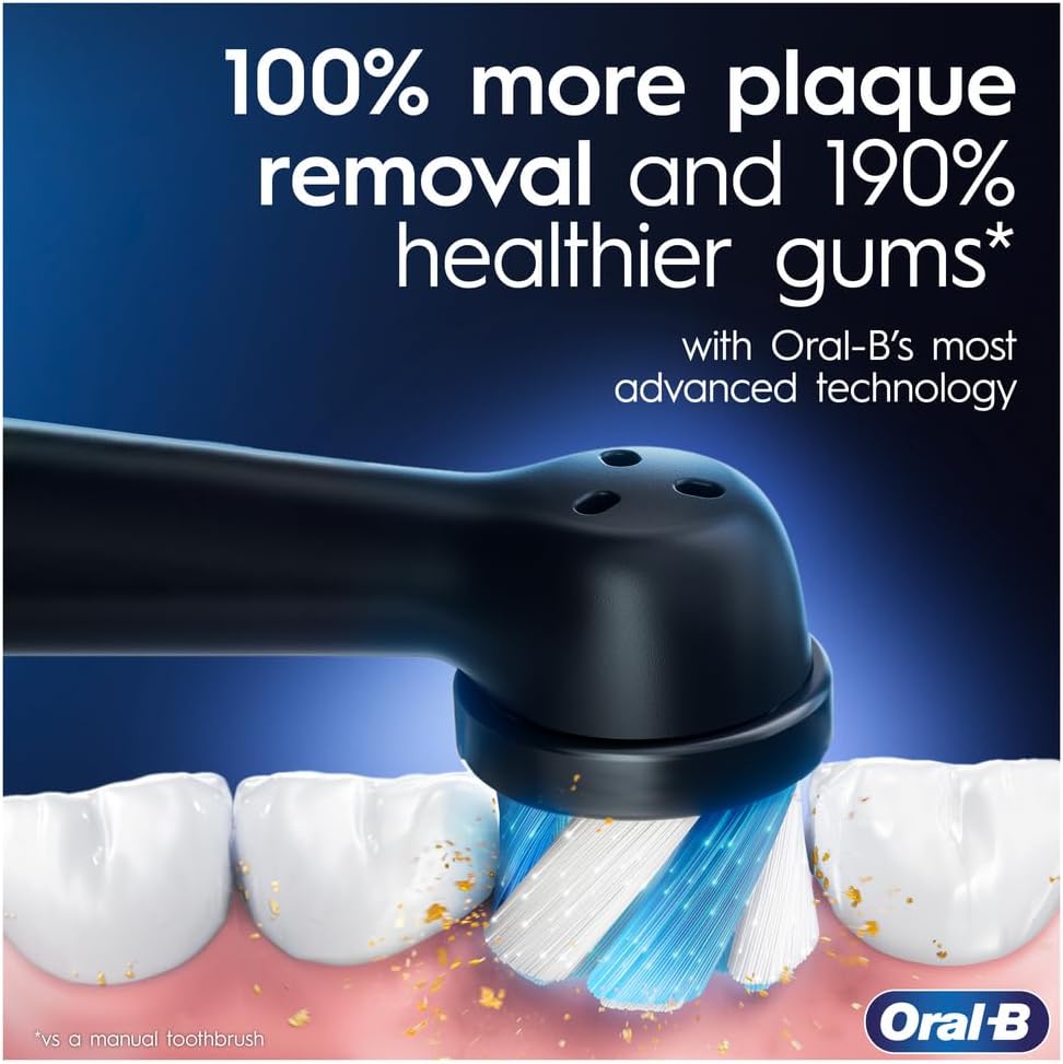 Oral-B iO8 Electric Toothbrush Adults, Oral B Electric Toothbrush, App Connected Handle, 1 Ultimate Clean Toothbrush Head & Magnetic Pouch, 6 Modes, Teeth Whitening, Black