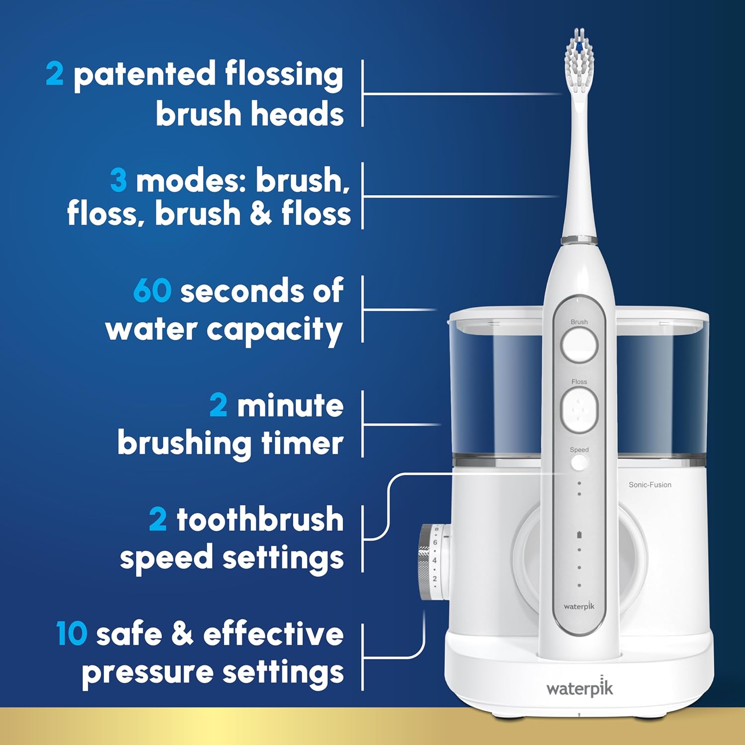 Sonic-Fusion 2.0 Professional Toothbrush, Electric Toothbrush and Water Flosser, White SF-04, Packaging May Vary White Version 2.0