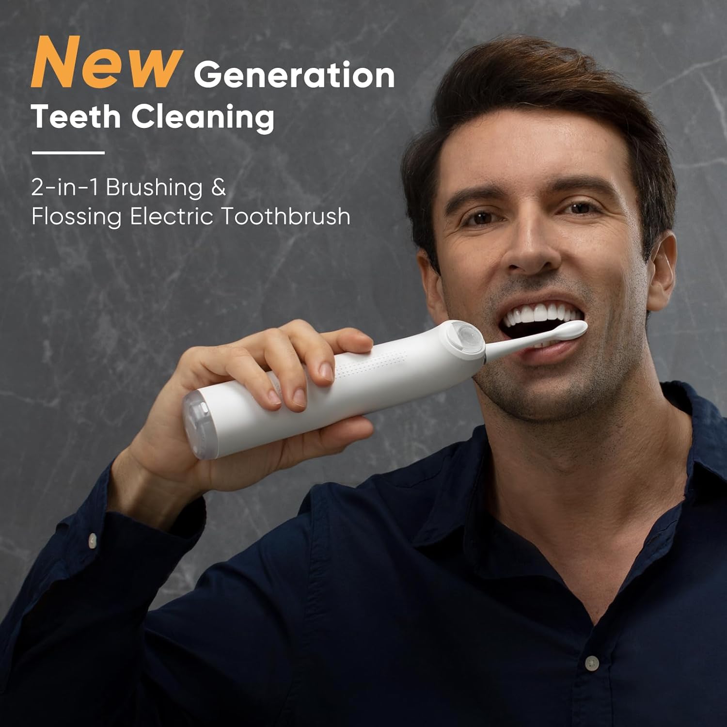 Neos - 2-in-1 Electric Toothbrush & Water Flosser, Cordless, 40X Cleaning Power, 6 Settings, Built-in Water Tank White