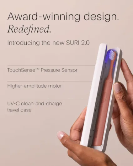 2.0 NEW Sonic Electric Toothbrush - Pressure Sensor & UV-Cleaning Travel Case - 1 Month+ Battery - Designed in London - Electric Toothbrush for Adults - Travel Toothbrushes - Tooth Brush - Canyon Canyon Sunrise Case + SURI 2.0