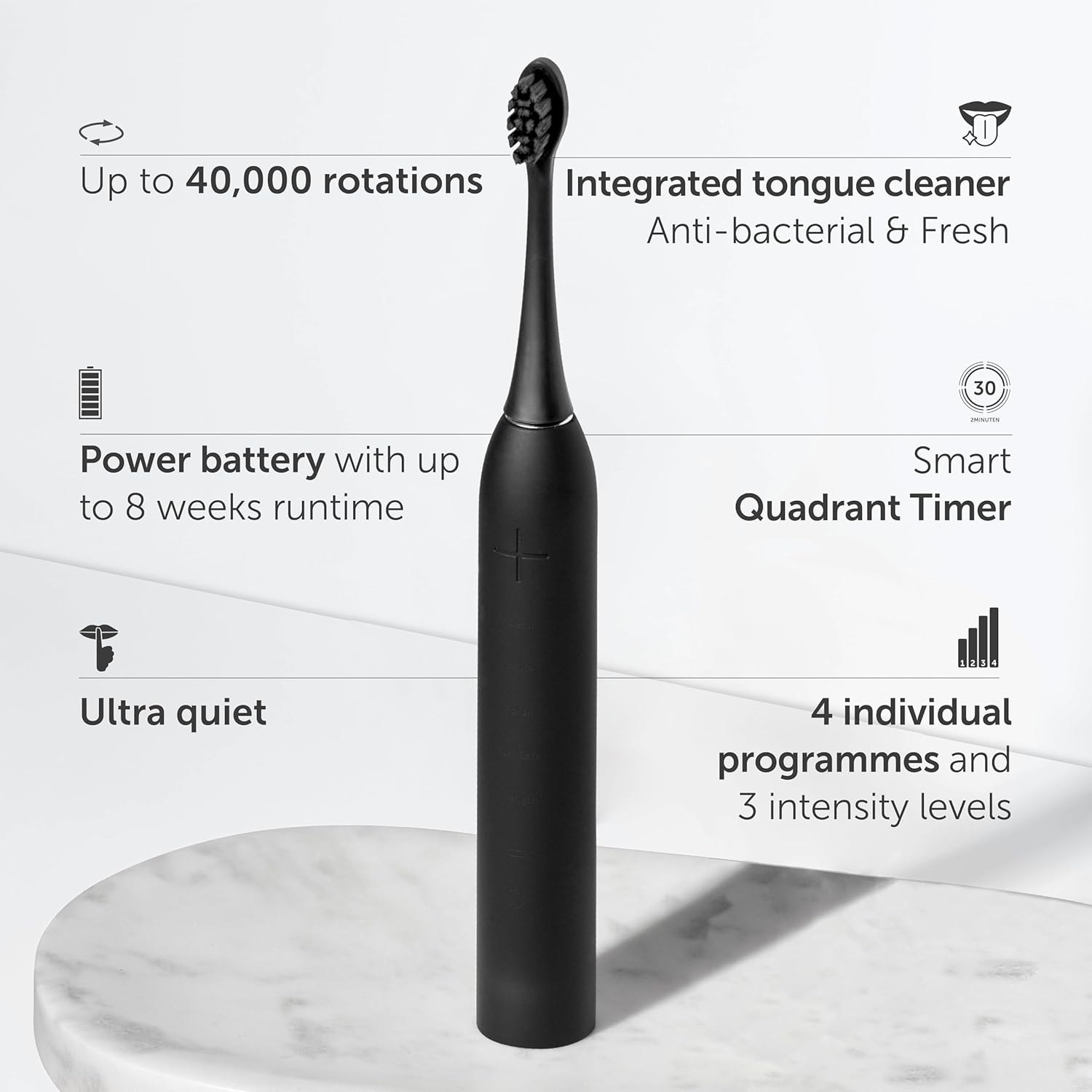 Sonic Toothbrush Pro - Award Winner 2026* - Electric Toothbrush 100-Day Risk-Free Test - IPX8, 4 Modes - TÜV SÜD Certified - with Charging Station & 60-Day Power Battery (Ultimate Black) Black 1 count (Pack of 1)