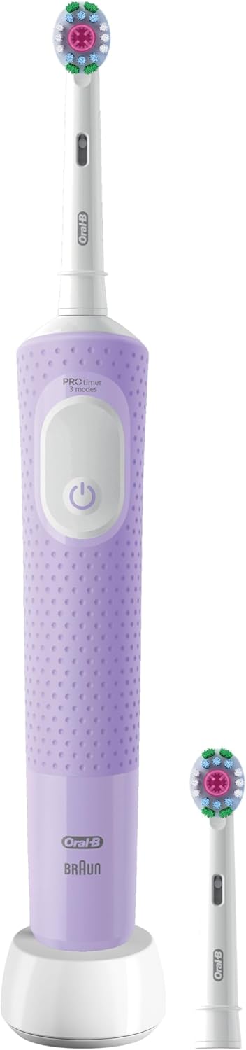 Oral-B Vitality Pro Electric Toothbrushes Adults, 1 Handle, 2 Oral B Electric Toothbrush Heads, 3 Brushing Modes Including Sensitive Plus, Rechargeable, 2 Pin UK Plug, Purple Lilac