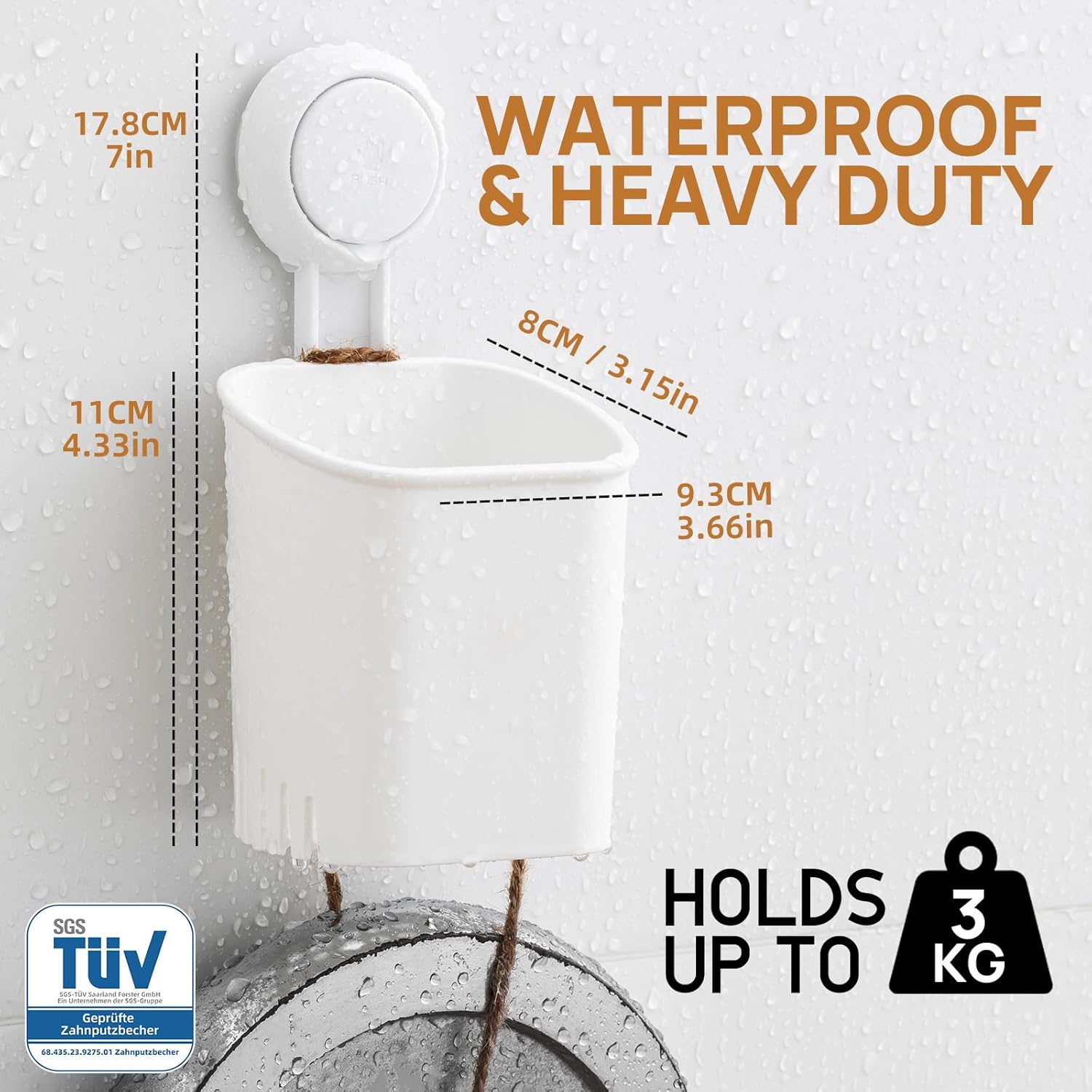Toothbrush Holder Wall Mounted 2 Pack, MAX Hold 3 KG, Shower Razor Organizer, Suction Cup Toothbrush Holder for Bathroom, No Drilling, Removable Toothpaste Organizer, White In Plastic White 2