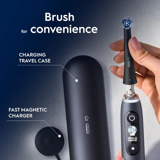 Oral-B iO9 Electric Toothbrush for Adults, 1 Handle, Black - 2 Brush Heads, Fast Charging Travel Case, Designed by Braun, Special Edition, UK Two Pin Plug Io9 Black + Extra Head 1 count (Pack of 1)